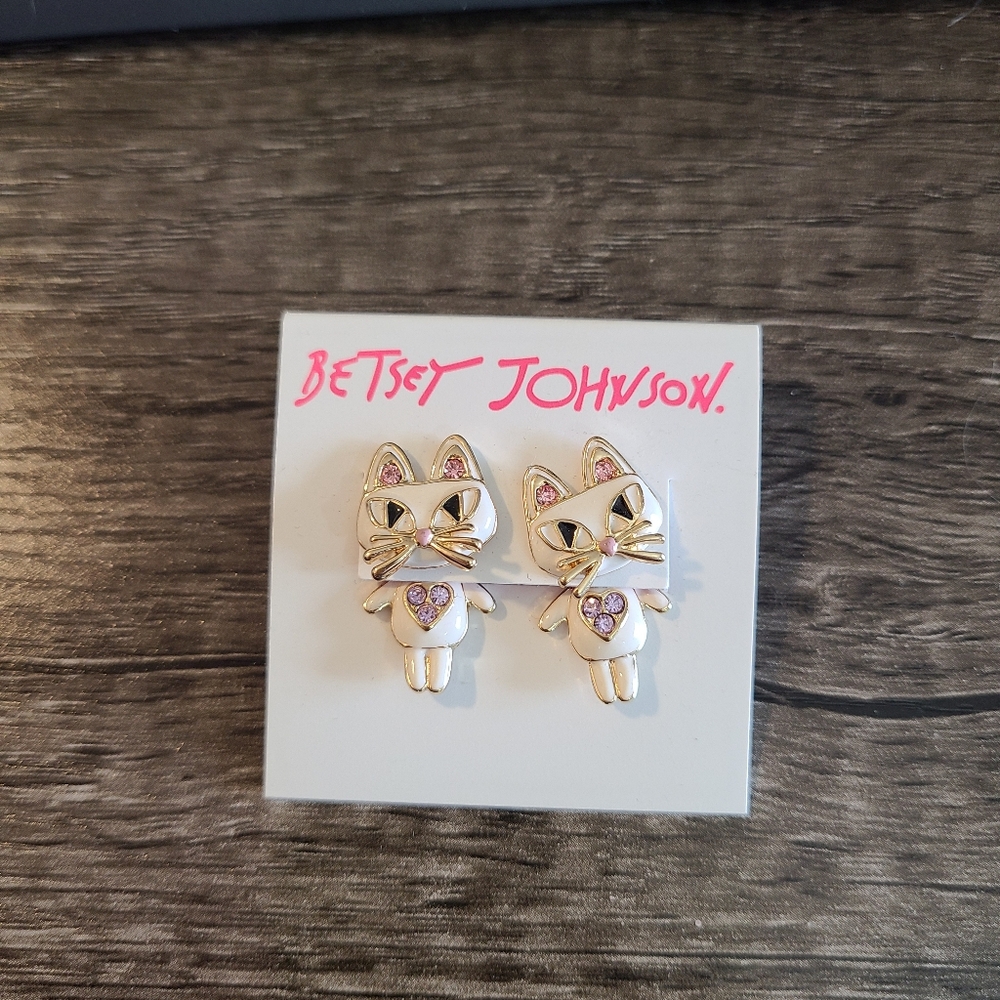 BNWT Betsey Johnson cat earrings